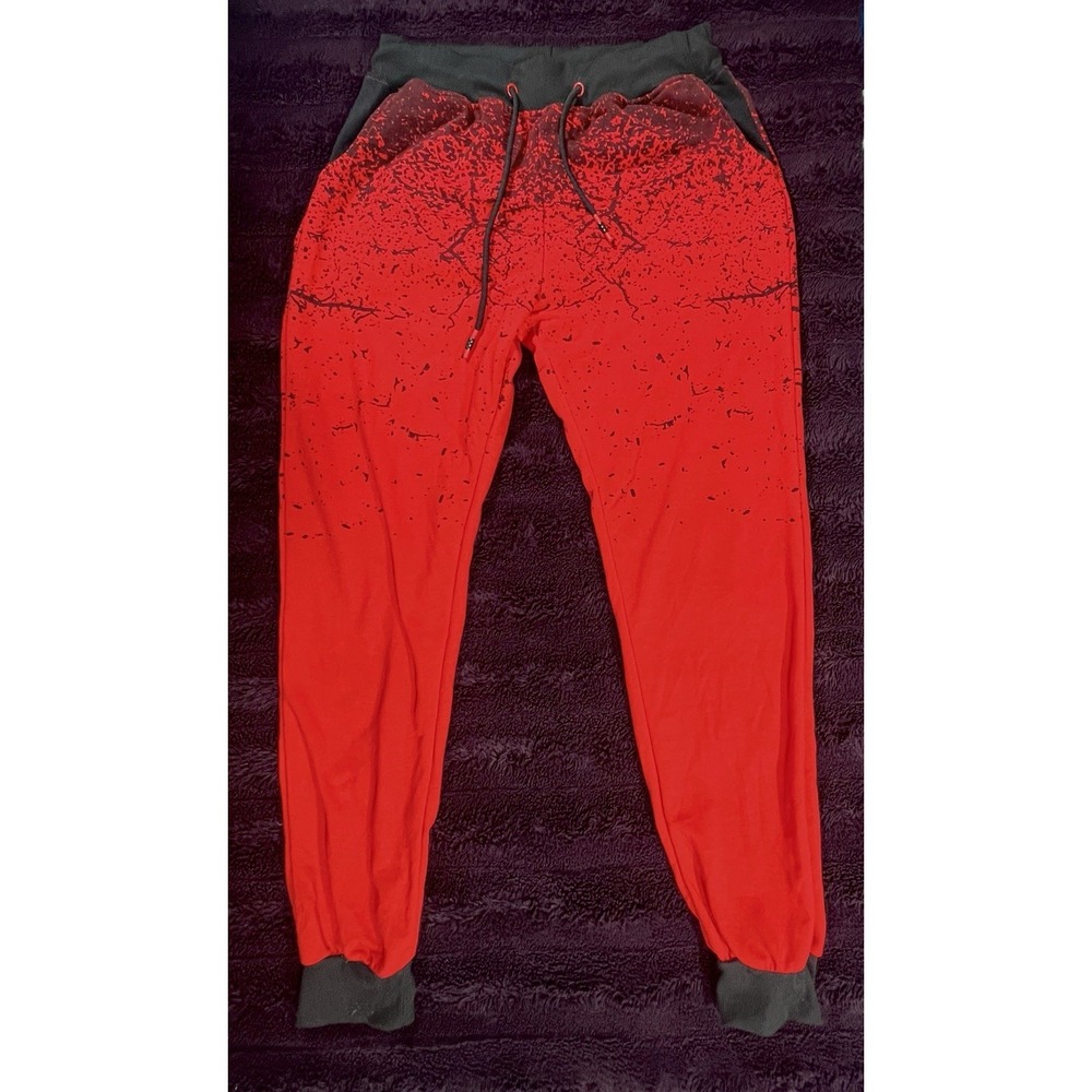 Red Black Splatter Print Jogger Sweatpants